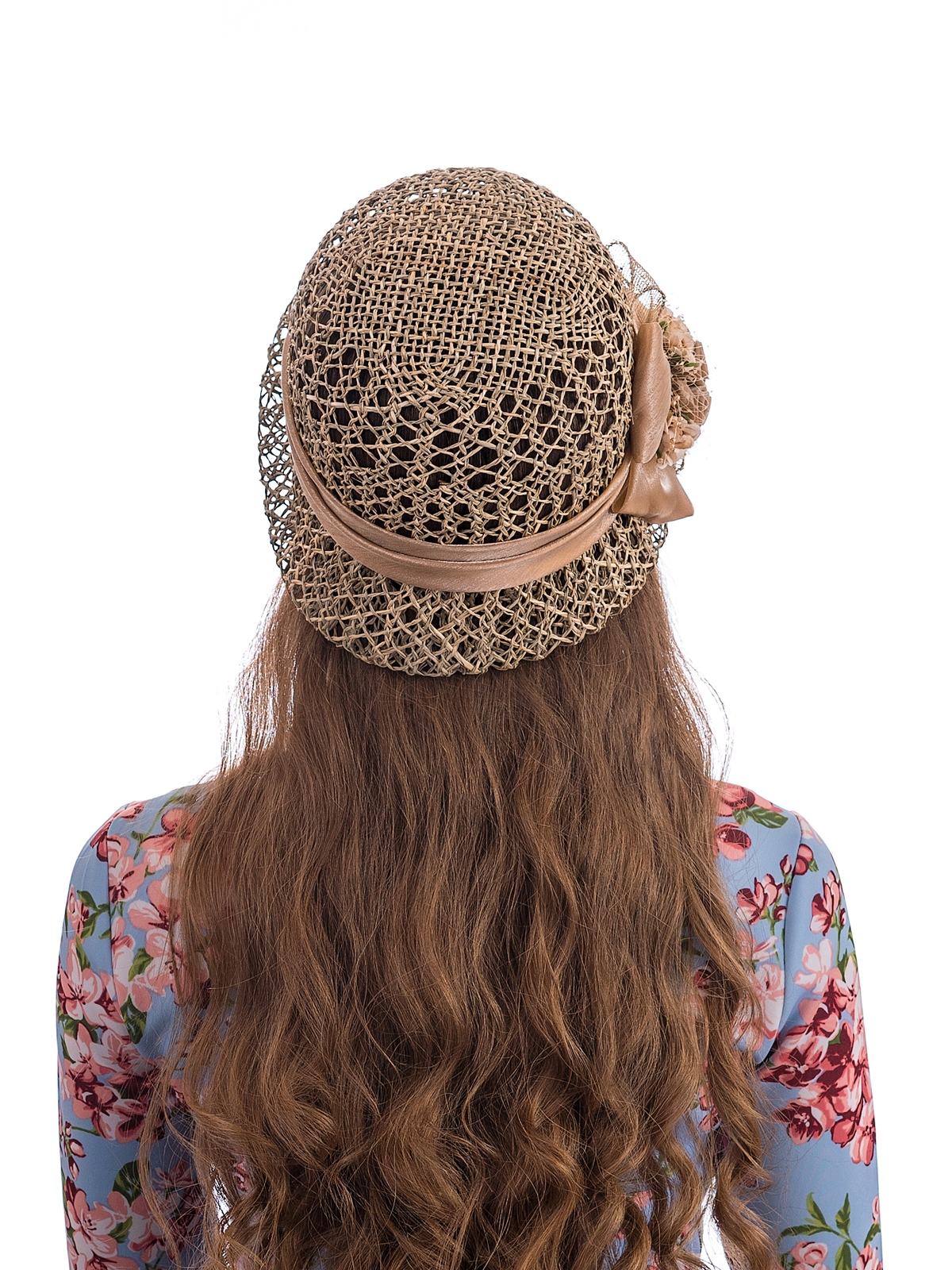 Соломенная шляпка № 322 с ажурным плетением--15