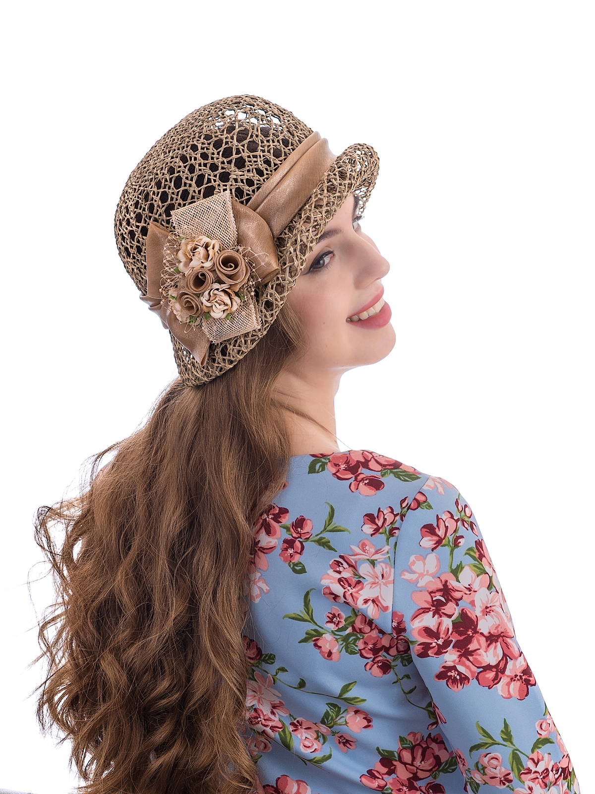 Соломенная шляпка № 322 с ажурным плетением--16