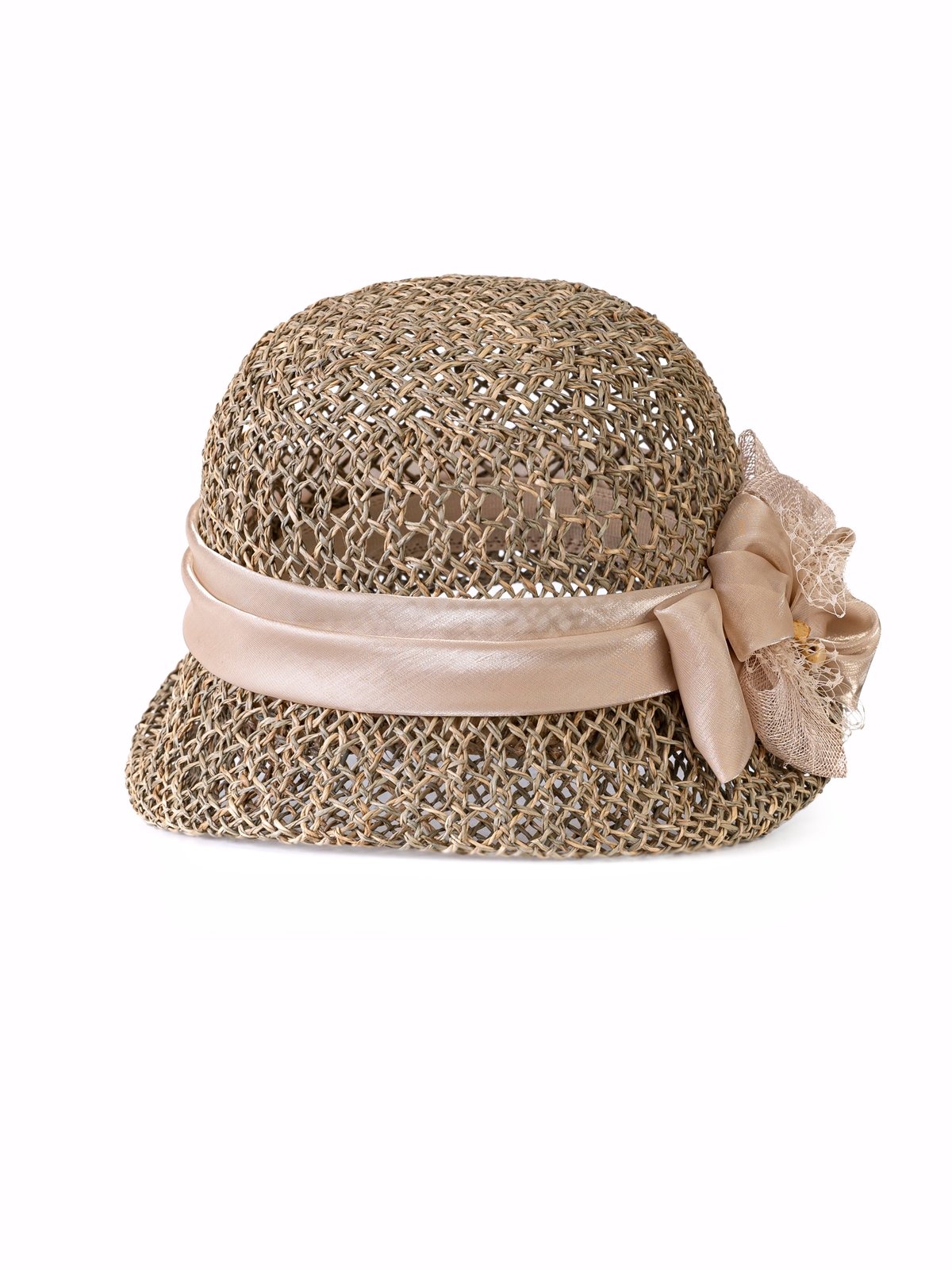 Соломенная шляпка № 322 с ажурным плетением--4