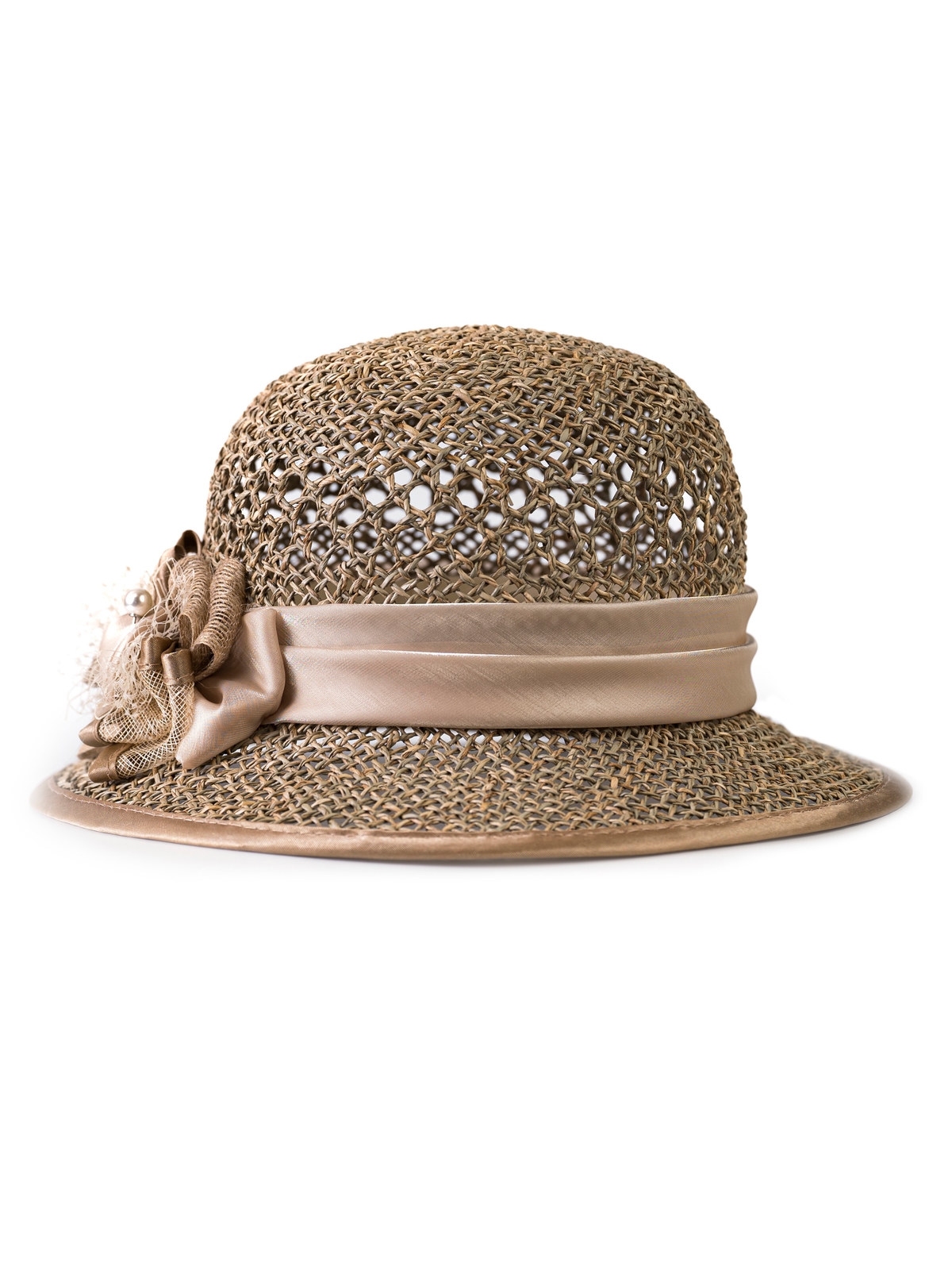 Соломенная шляпка № 39 ажурным плетением по тулии--1