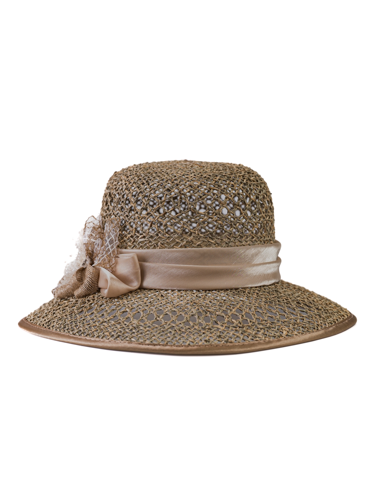 Соломенная шляпка №4 с ажуром по тулии и полю--2