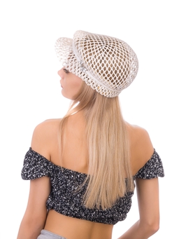 Соломенная  кепка № 403 белый ажур--9