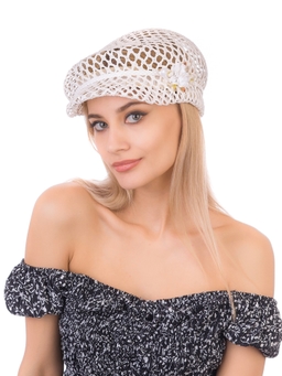Соломенная  кепка № 403 белый ажур