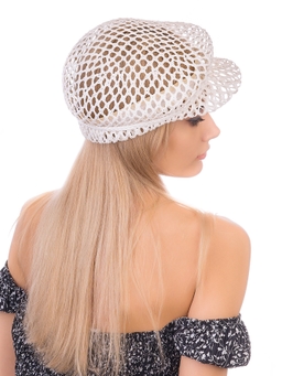 Соломенная  кепка № 403 белый ажур--6