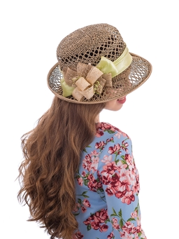 Соломенная шляпка №41с ажуром по полю и тулии--7