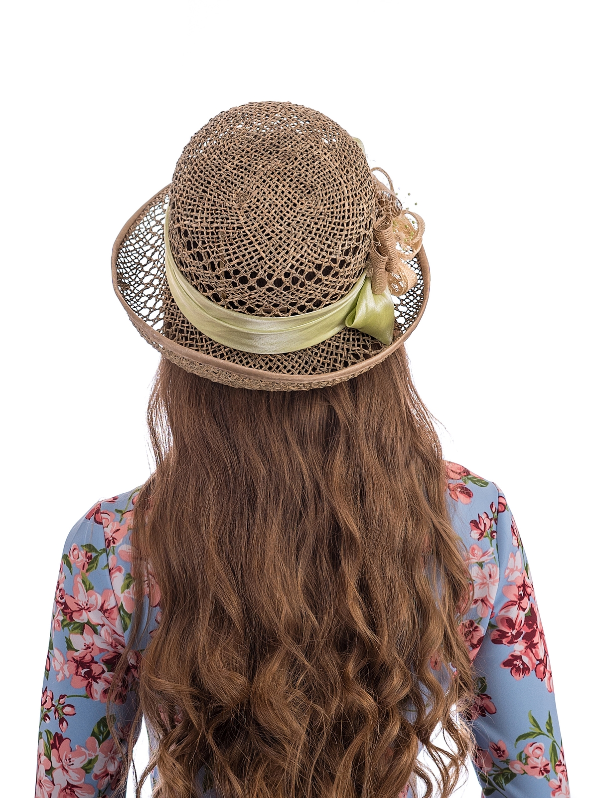 Соломенная шляпка №41с ажуром по полю и тулии--8