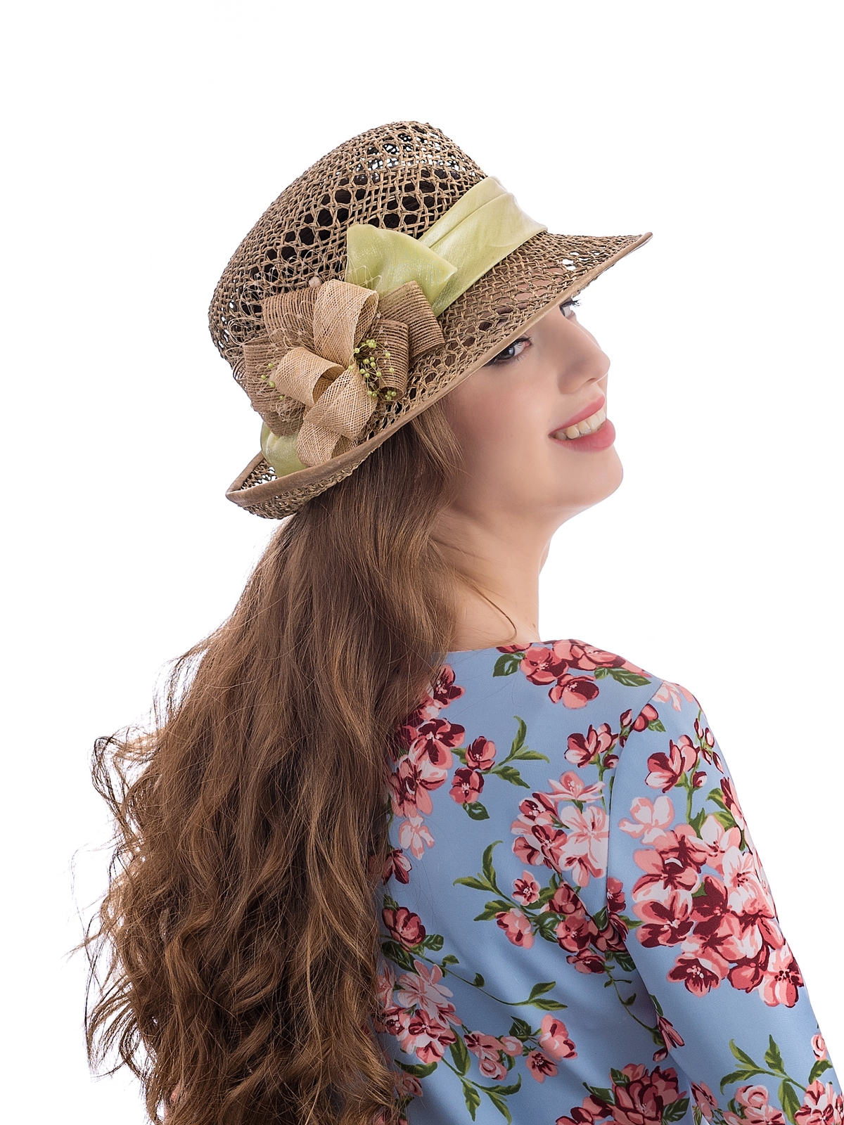 Соломенная шляпка №41с ажуром по полю и тулии--15