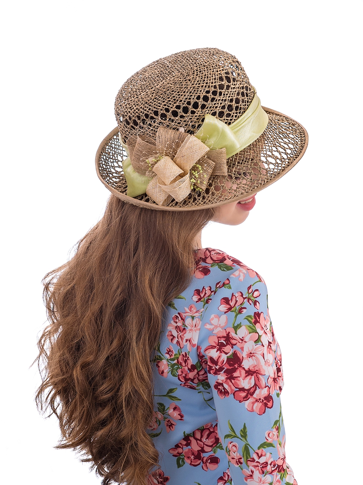 Соломенная шляпка №41с ажуром по полю и тулии--13