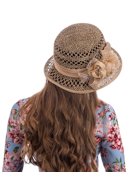 Соломенная шляпка №5 с ажуром по тулии и полю--5