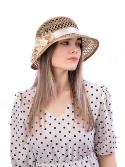 Соломенная шляпка №5 с ажуром по тулии и полю--6