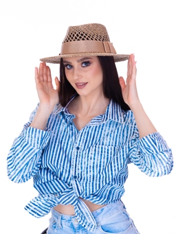 Соломенная шляпка №54 с ажуром по тулии --6