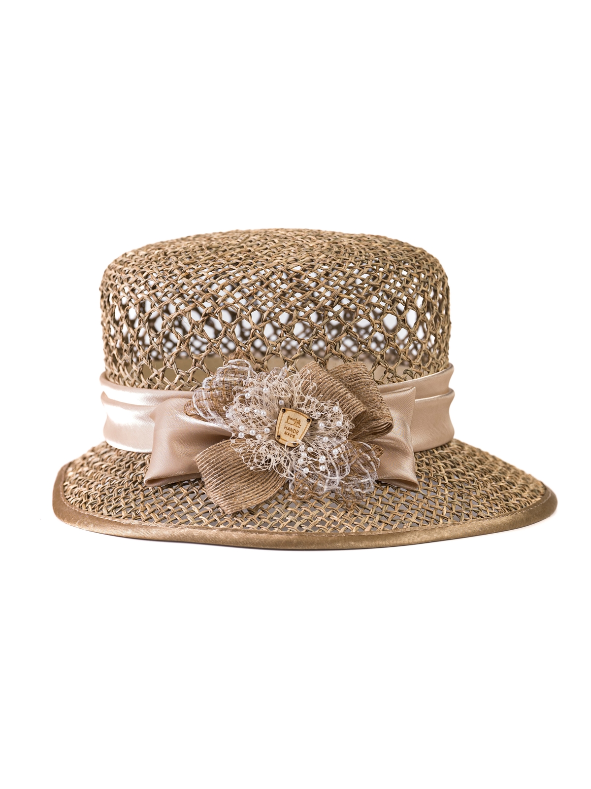 Соломенная шляпка №6с ажуром по тулии 