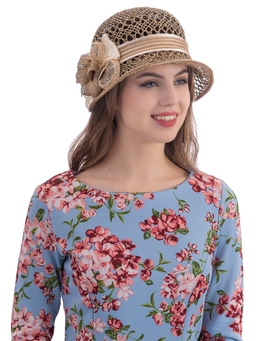 Соломенная шляпка 69 с ажуром по тулии и полю