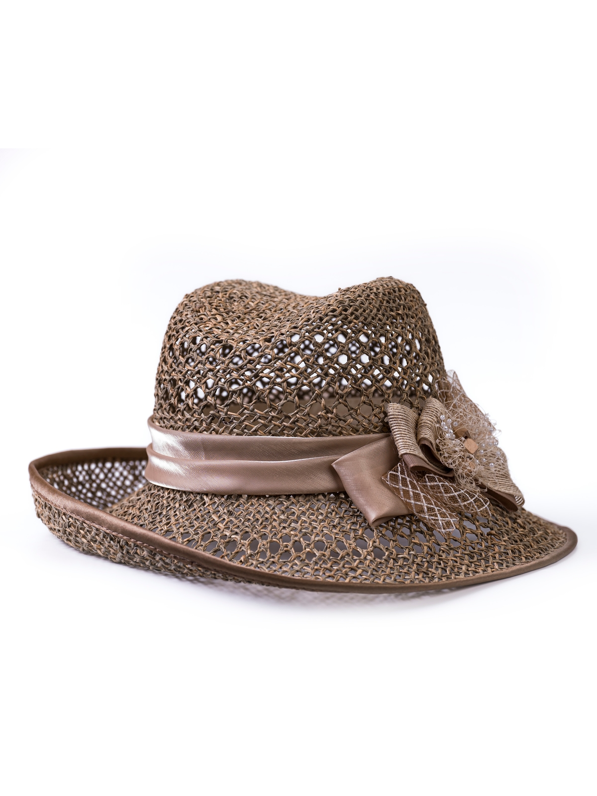 Соломенная шляпка  75 с ажуром по тулии и полю--5