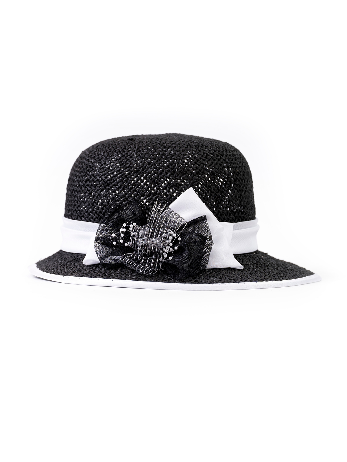 Соломенная шляпка 8 чёрная