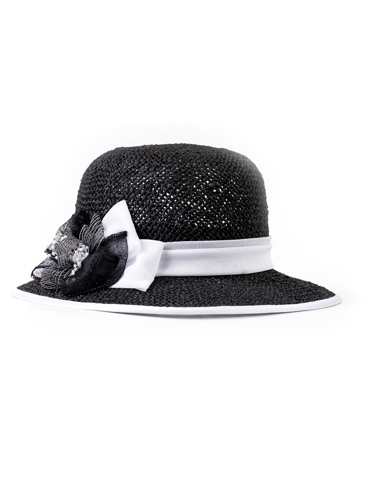 Соломенная шляпка 8 чёрная--1