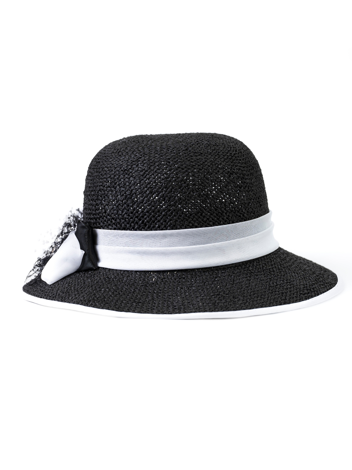 Соломенная шляпка 8 чёрная--10