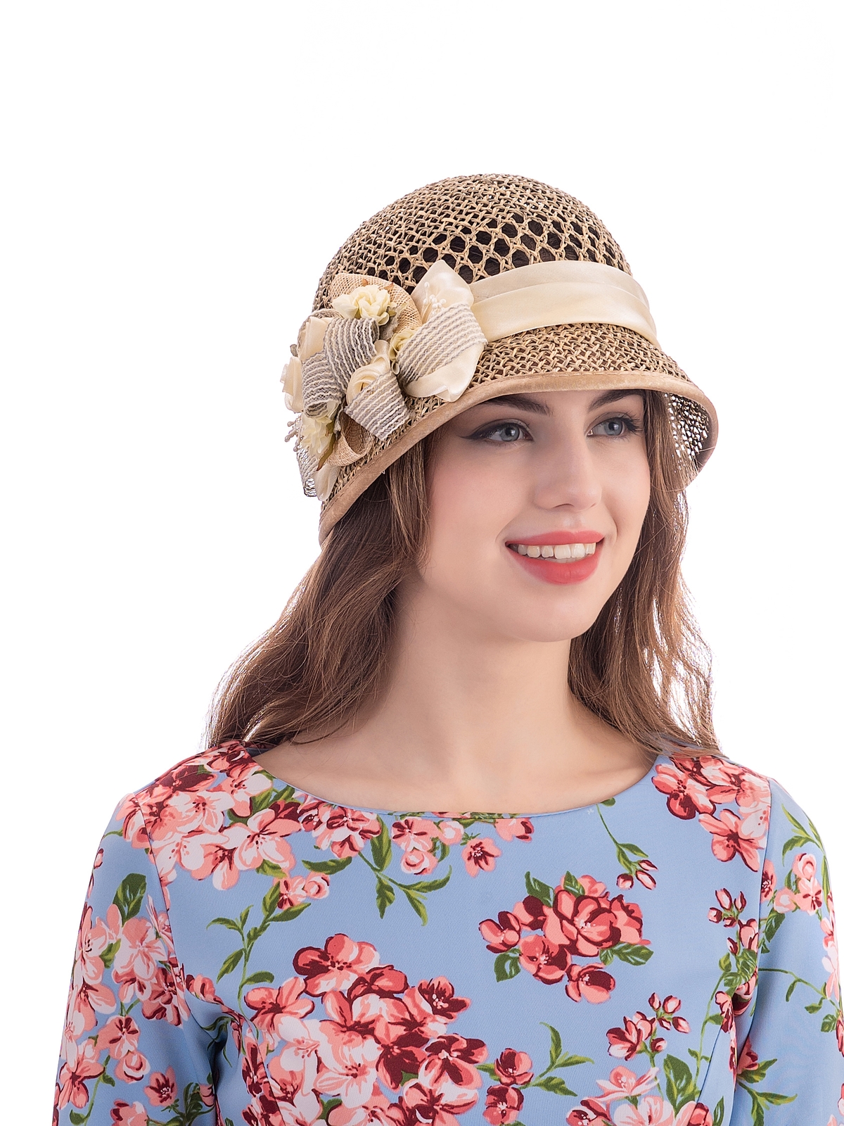 Соломенная шляпка 84 с ажуром по тулии--7