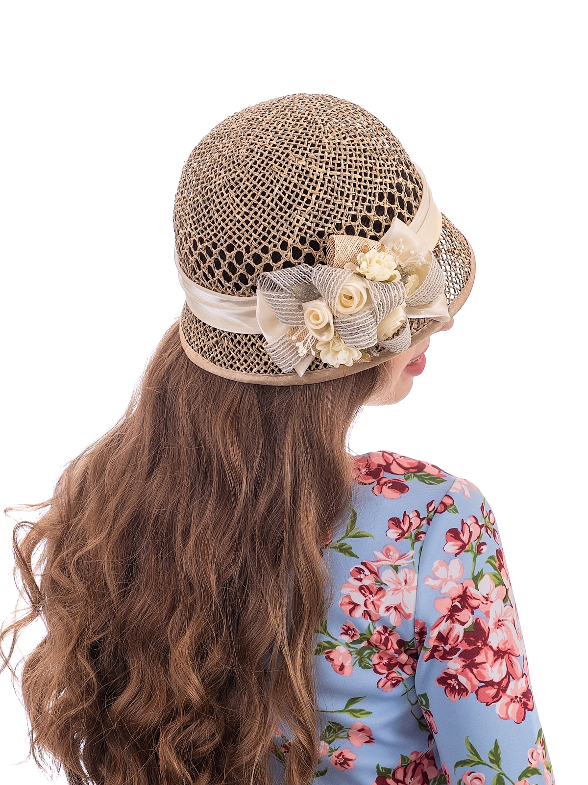 Соломенная шляпка 84 с ажуром по тулии--10