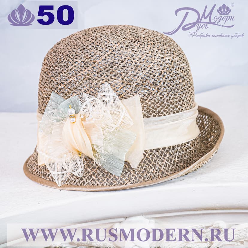 Соломенная шляпка №50 с плотным плетением--5