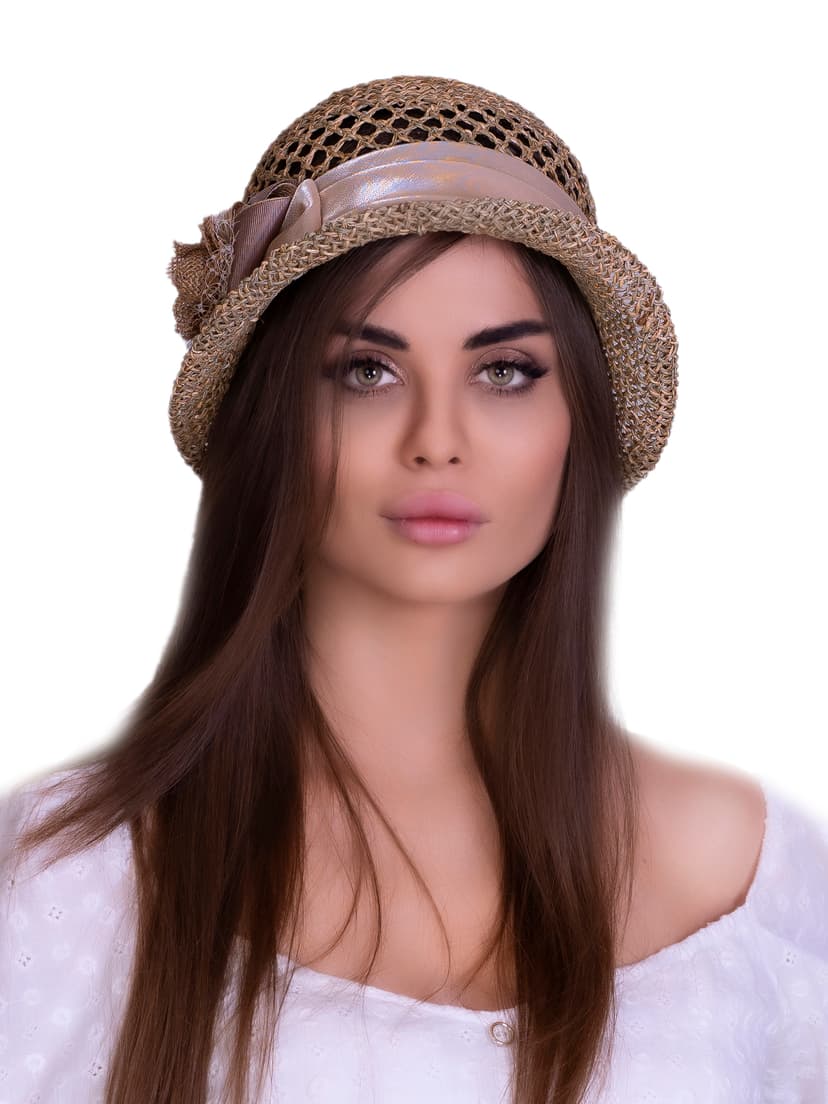 Соломенная шляпка 69 с ажуром по тулии --5