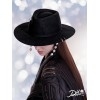 Федора+ - фетровая шерстяная шляпка №54 с цепочкой и брошкой жемчуг--12