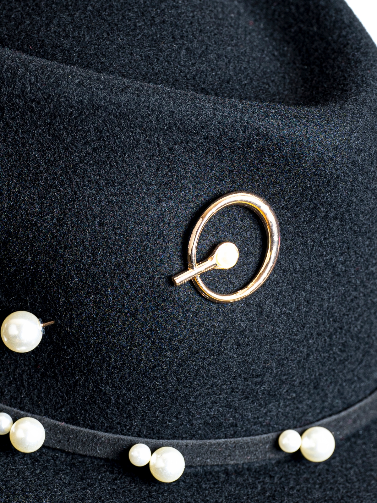 Федора+ - фетровая шерстяная шляпка №54 с цепочкой и брошкой--6