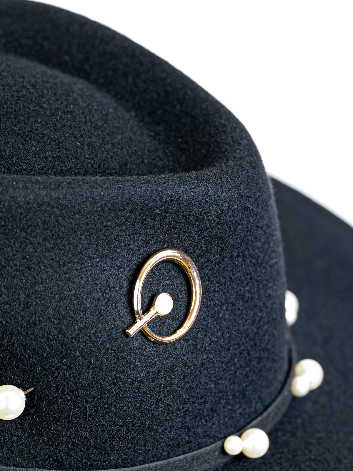 Федора+ - фетровая шерстяная шляпка №54 с цепочкой и брошкой--8