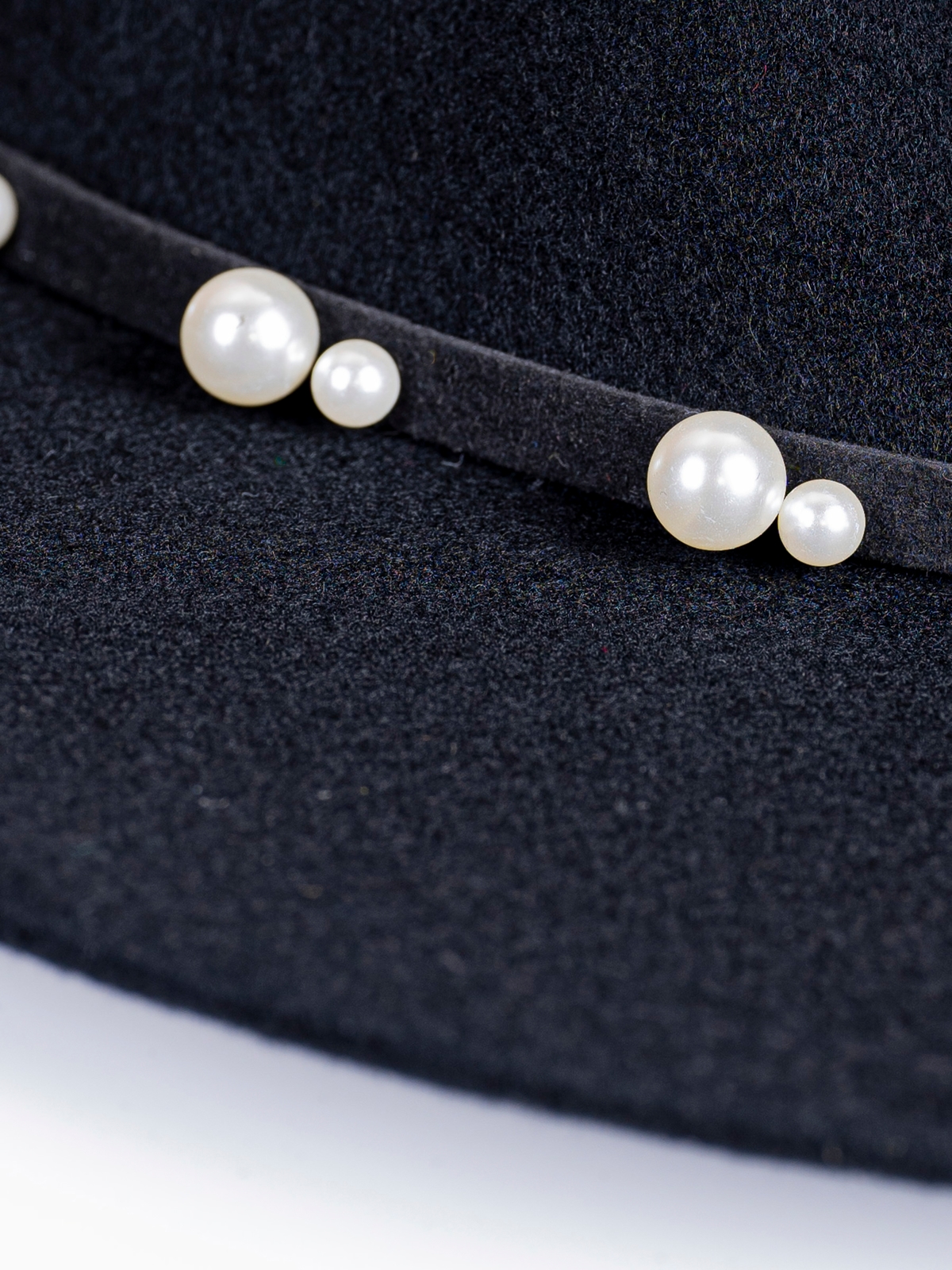 Федора+ - фетровая шерстяная шляпка №54 жемчуг с цепочкой и брошкой--7