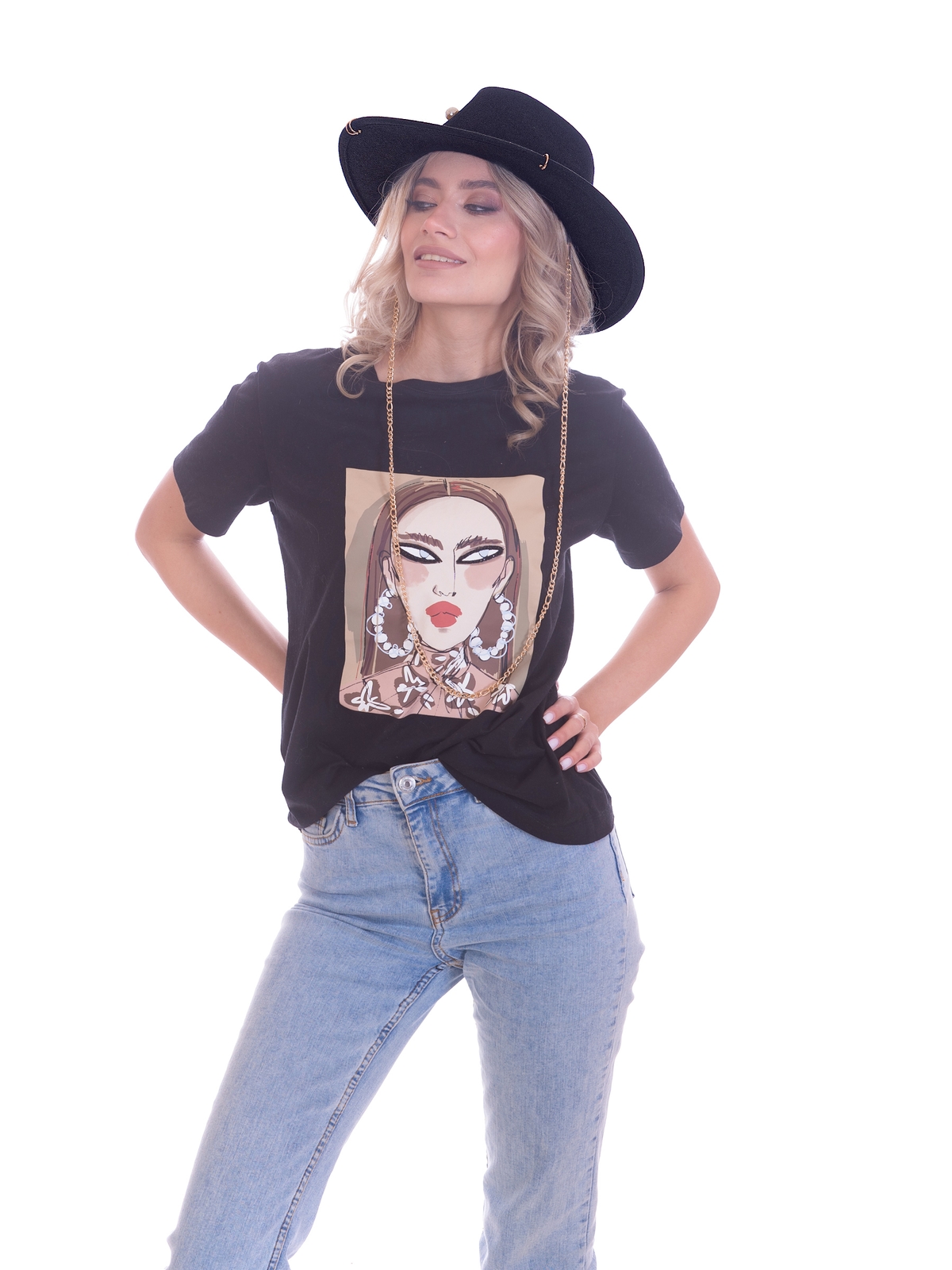 Федора+ - фетровая шерстяная шляпка №54 с цепочкой и брошкойжемчуг--3