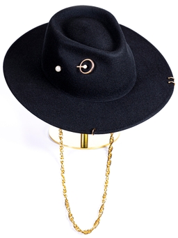 Федора+ - фетровая шерстяная шляпка №54 с цепочкой и брошкой орбита