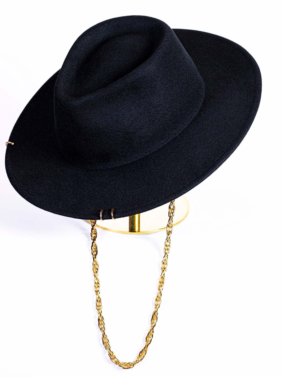 Федора+ - фетровая шерстяная шляпка №54 с цепочкой и брошкой орбита--3