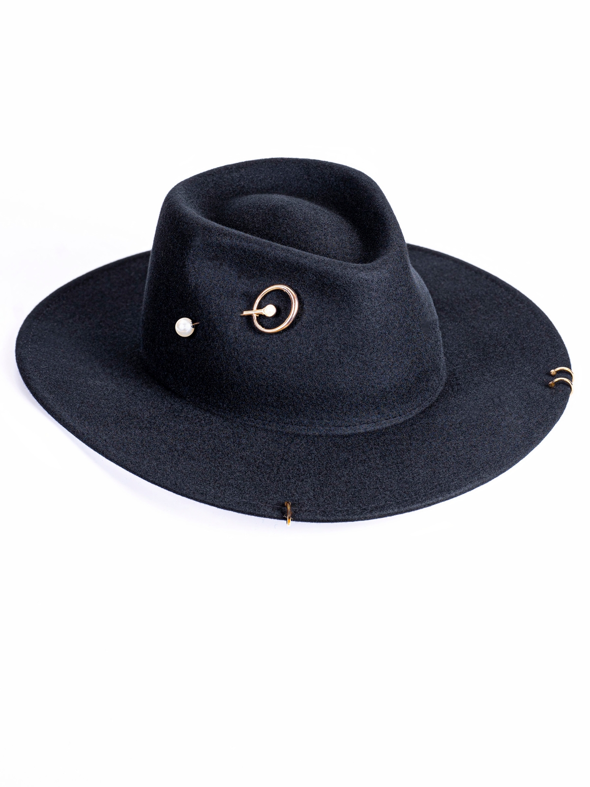 Федора+ - фетровая шерстяная шляпка №54 с цепочкой и брошкой орбита--6