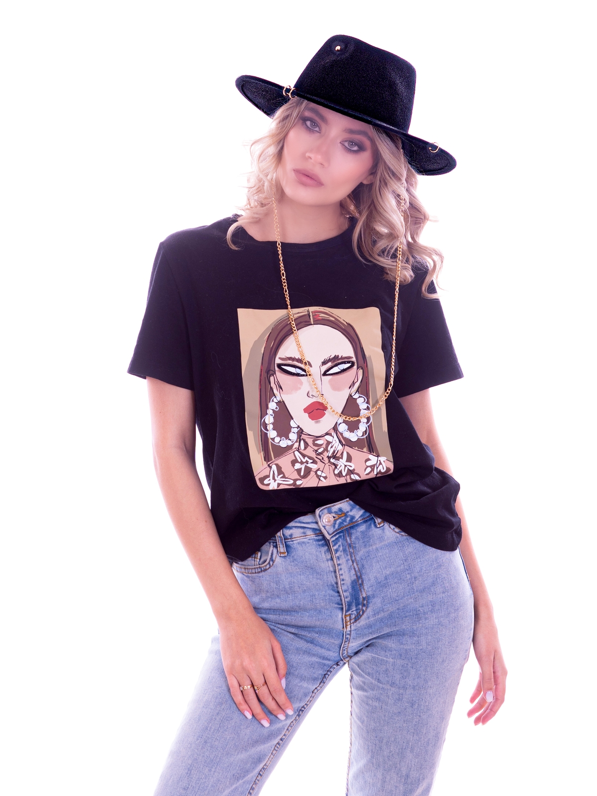 Федора+ - фетровая шерстяная шляпка №54 с цепочкой и брошкой штанга--3