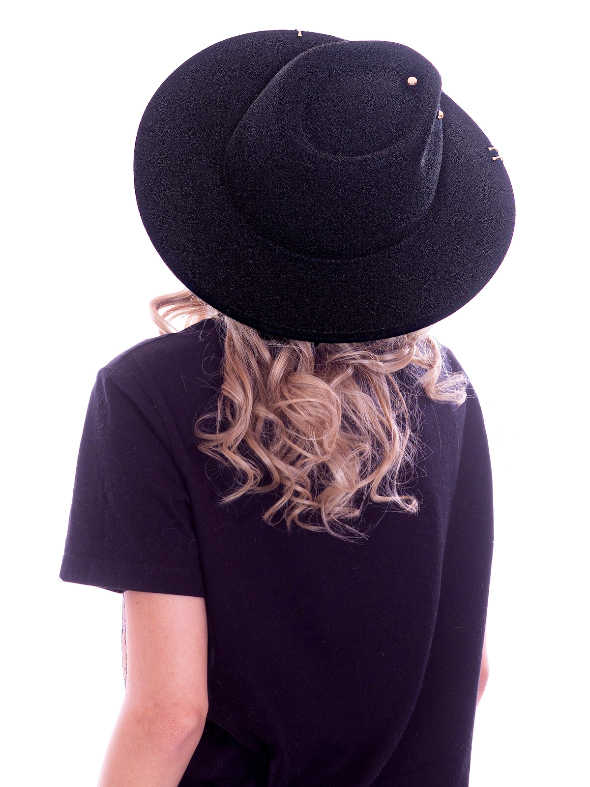 Федора+ - фетровая шерстяная шляпка №54 с цепочкой и брошкой штанга--9