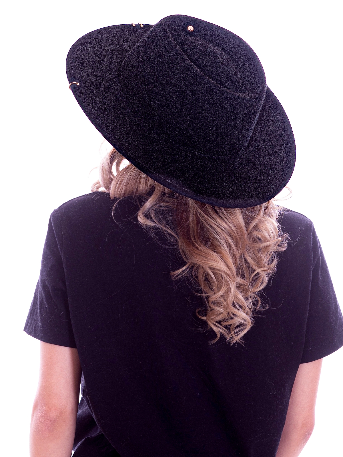 Федора+ - фетровая шерстяная шляпка №54 с цепочкой и брошкой штанга--10