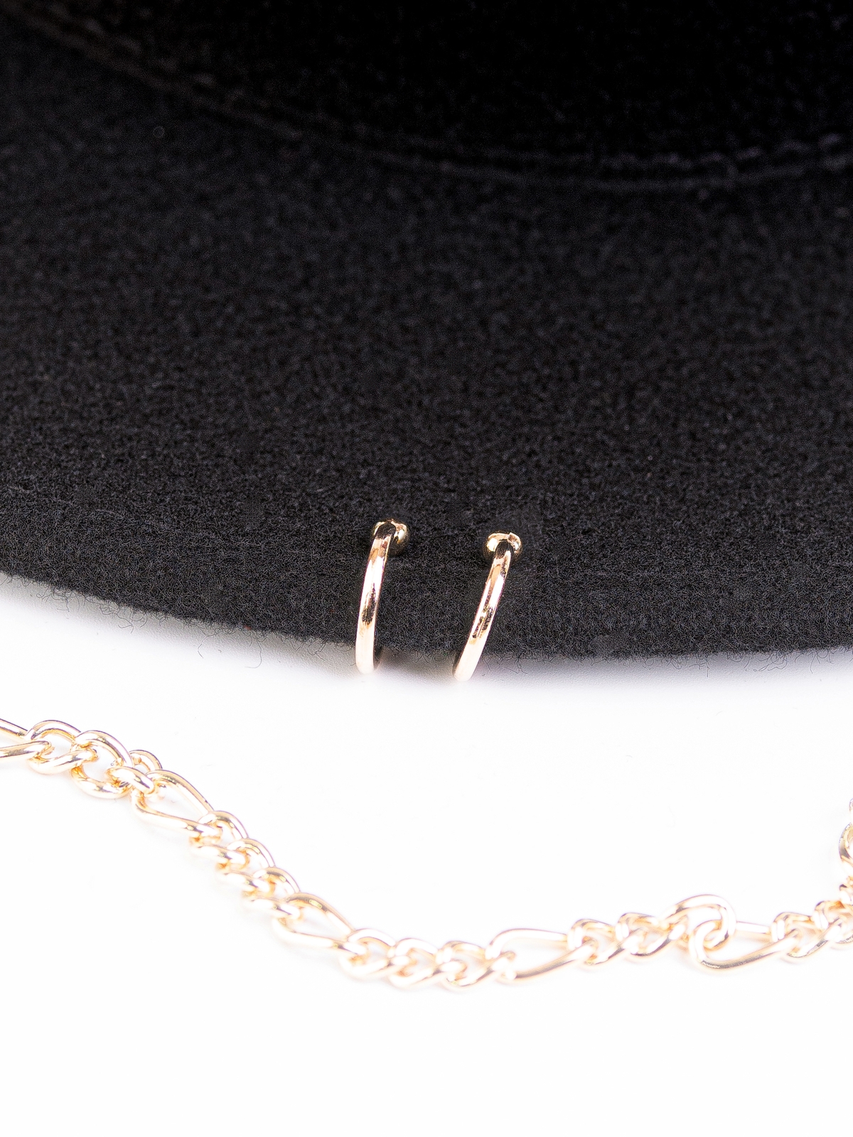 Федора+ - фетровая шерстяная шляпка №54 с цепочкой и брошкой штанга--16