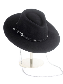 Федора+ - фетровая шерстяная шляпка №54 серебряная пряжка с цепочкой