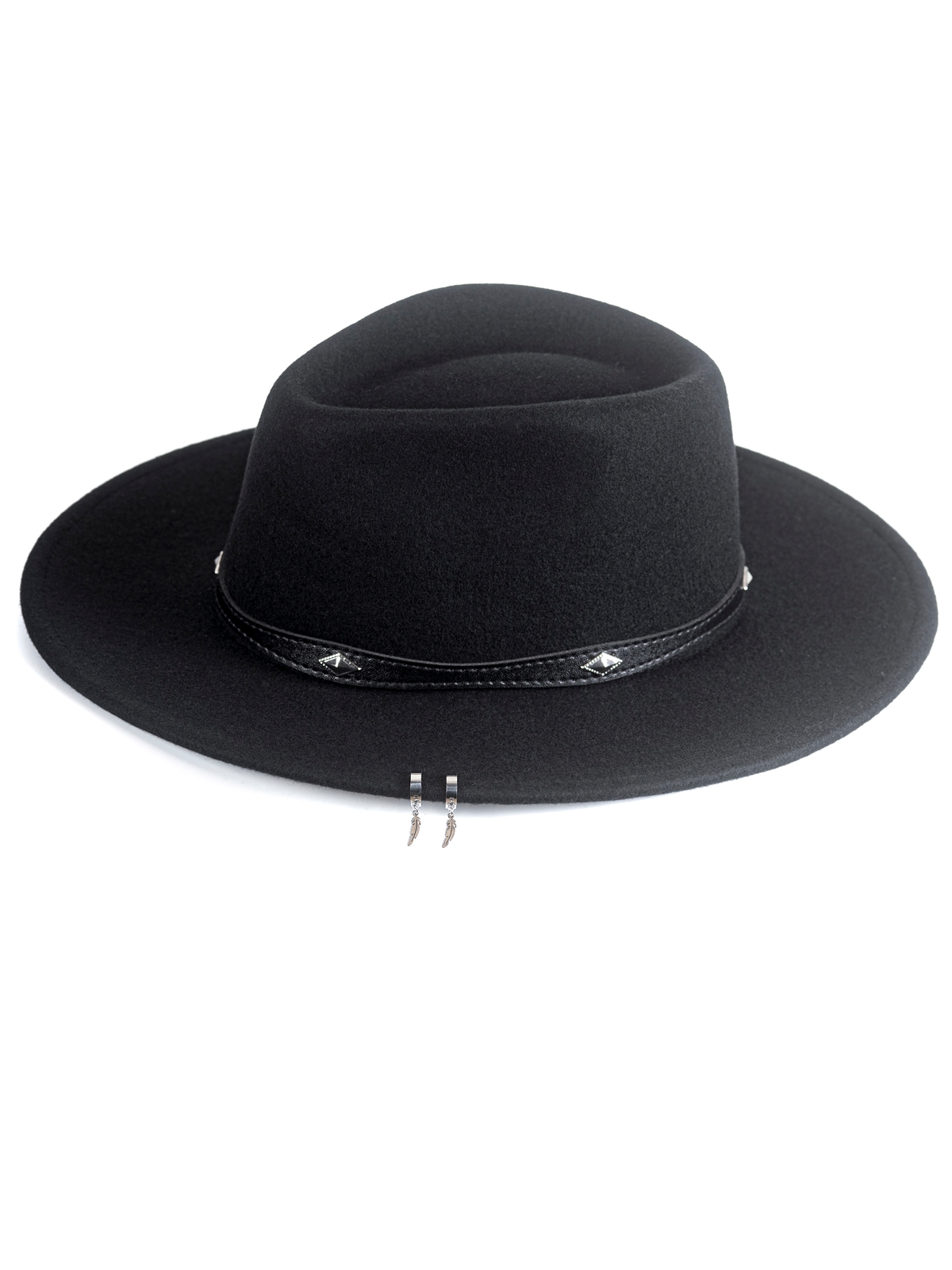 Федора+ - фетровая шерстяная шляпка №54 серебряная пряжка с цепочкой--5