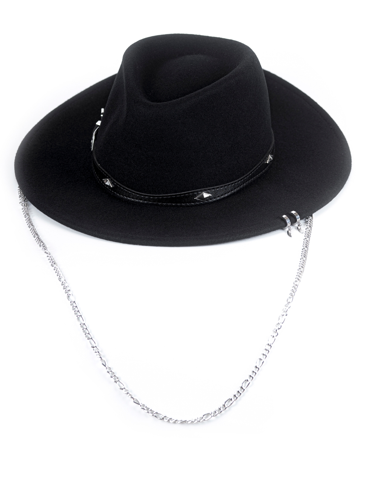 Федора+ - фетровая шерстяная шляпка №54 серебряная пряжка с цепочкой--6