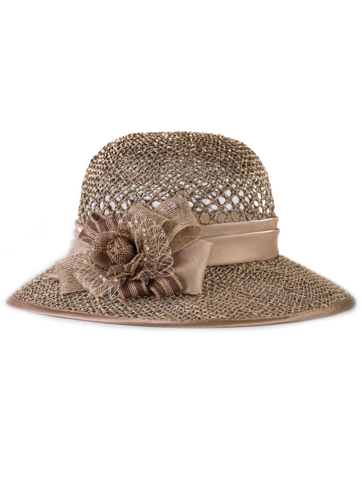 Соломенная шляпка № 2 с ажурным плетением по тулии--2