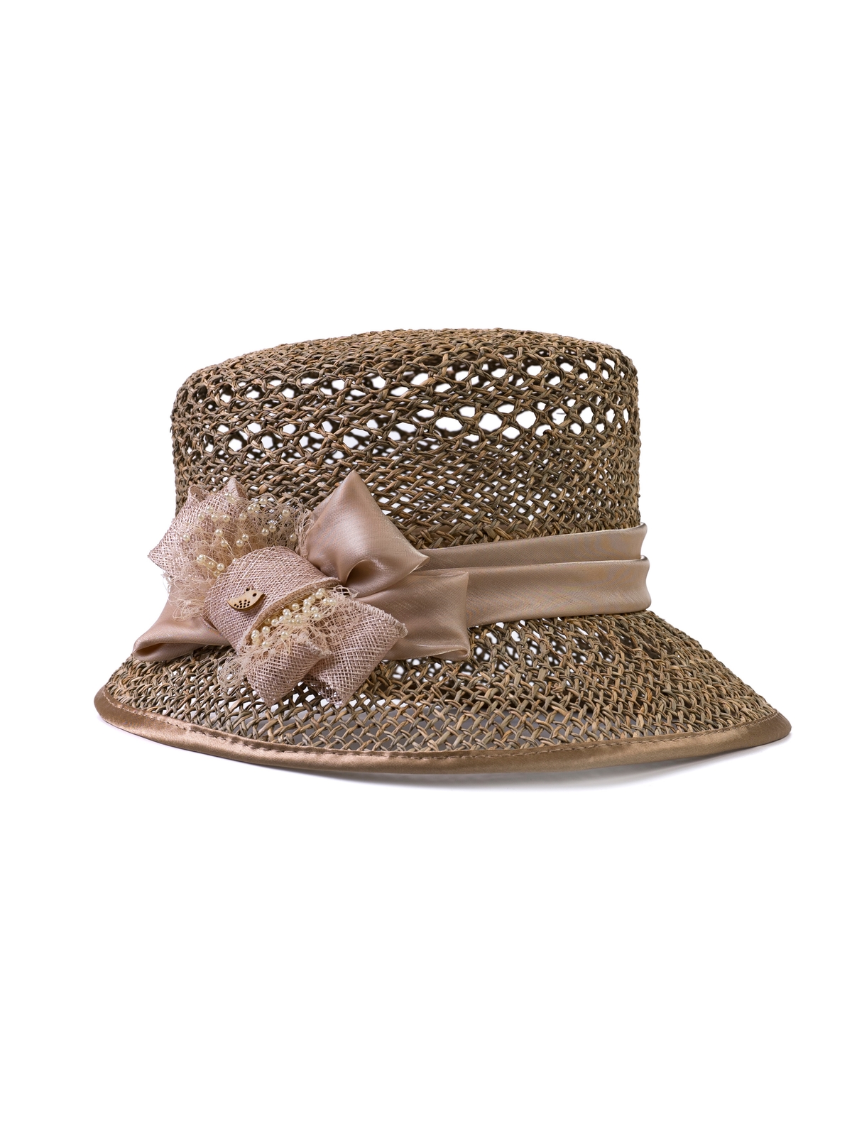 Соломенная шлякпа №3 с ажуром по тулии и полю --1