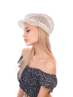 Соломенная кепка № 403 белый ажур--7