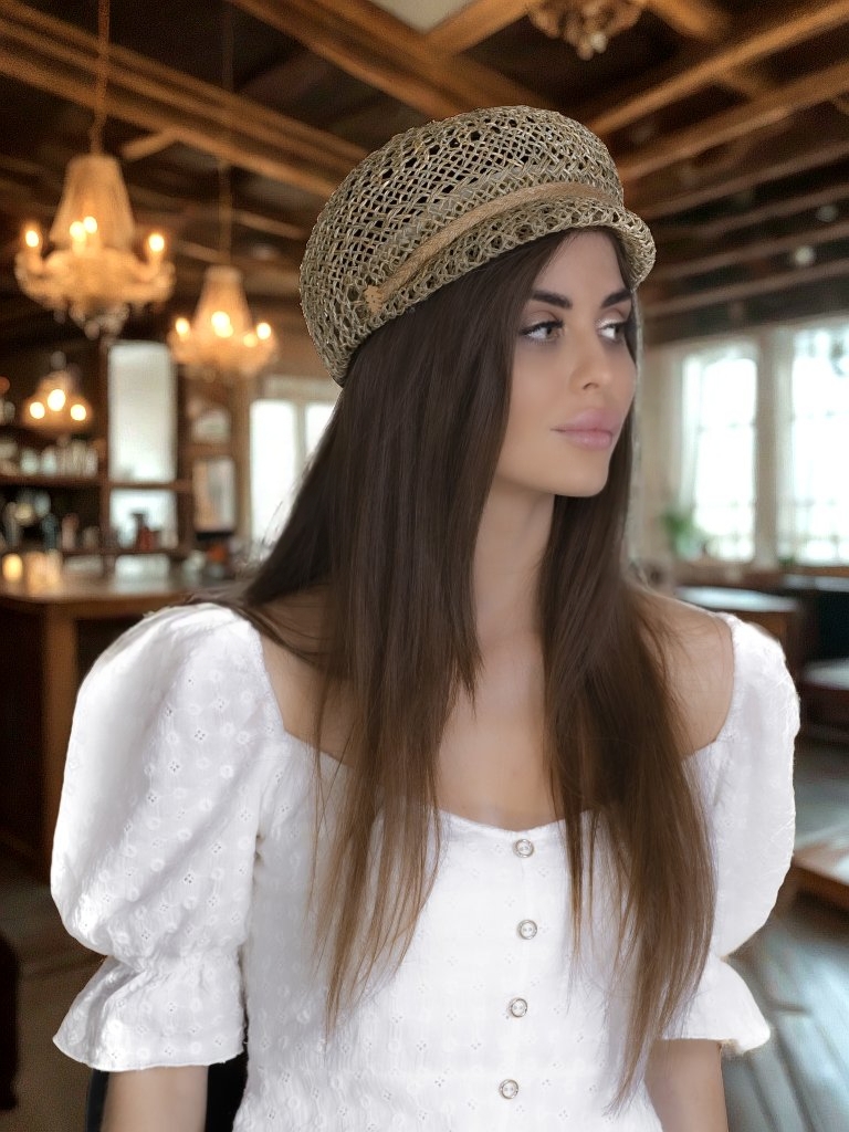 Соломенная кепка 433 с ажурным плетением--0