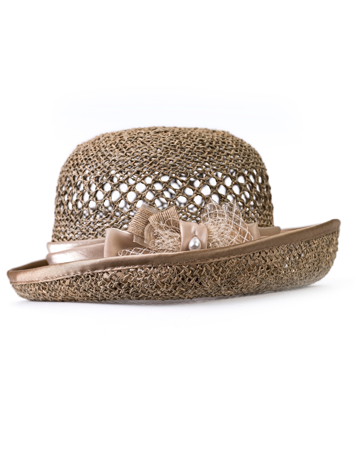 Соломенная шляпка 61 с ажуром по тулии